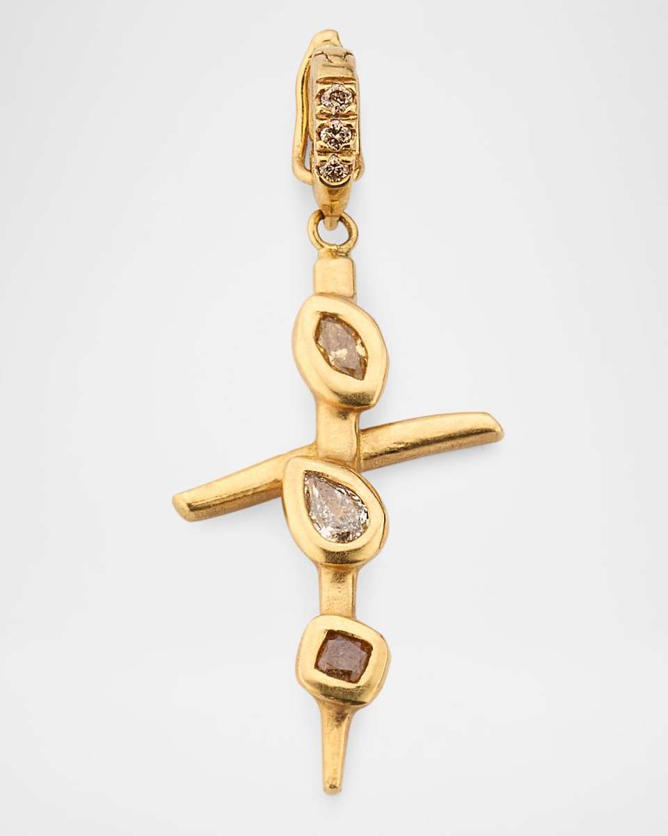 18K Yellow Gold Crossroads Diamond Pendant